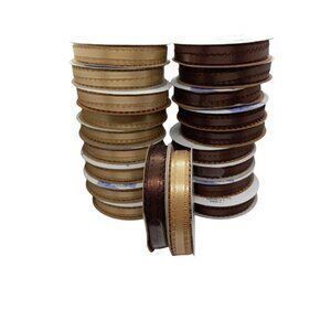 Offray Ribbon Rolls Lot 20 Brown Gold 6 Yards Picot Edge 5mm Craft Supplies NEW